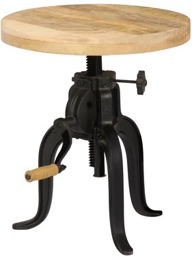 VidaXL Bijzettafel 45x(45-62) cm massief mangohout en gietijzer
