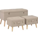 VidaXL Opbergkrukken 3 st stof beige