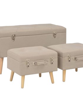 VidaXL Opbergkrukken 3 st stof beige