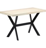 vidaXL Eettafel 120x60x75 cm massief mangohout wit