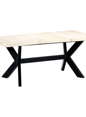 vidaXL Eettafel 180x90x75 cm massief mangohout wit