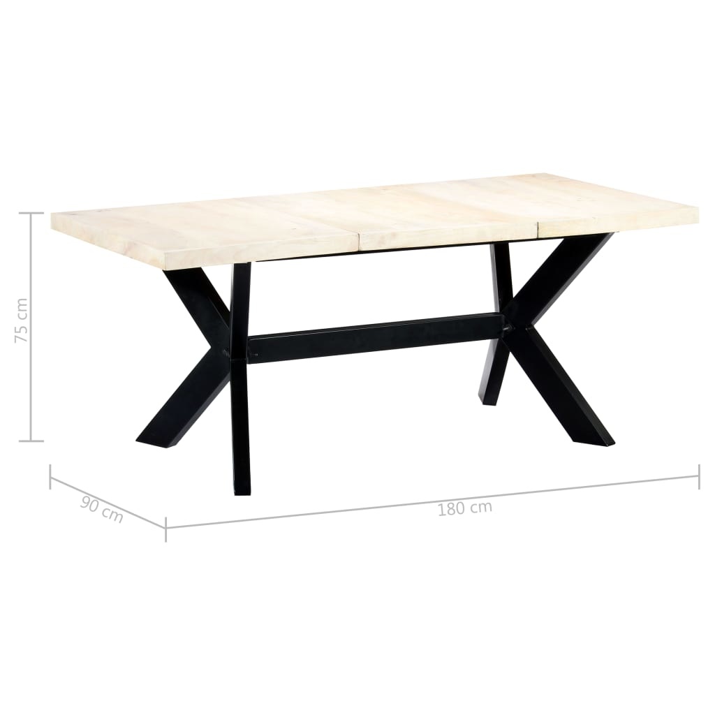 vidaXL Eettafel 180x90x75 cm massief mangohout wit