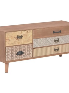 vidaXL Tv-meubel met 5 lades 90x30x40 cm massief grenenhout