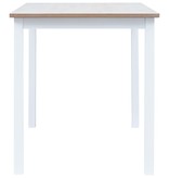 VidaXL Eettafel 114x71x75 cm massief rubberwood wit en bruin