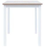 vidaXL Eettafel 114x71x75 cm massief rubberwood wit en bruin