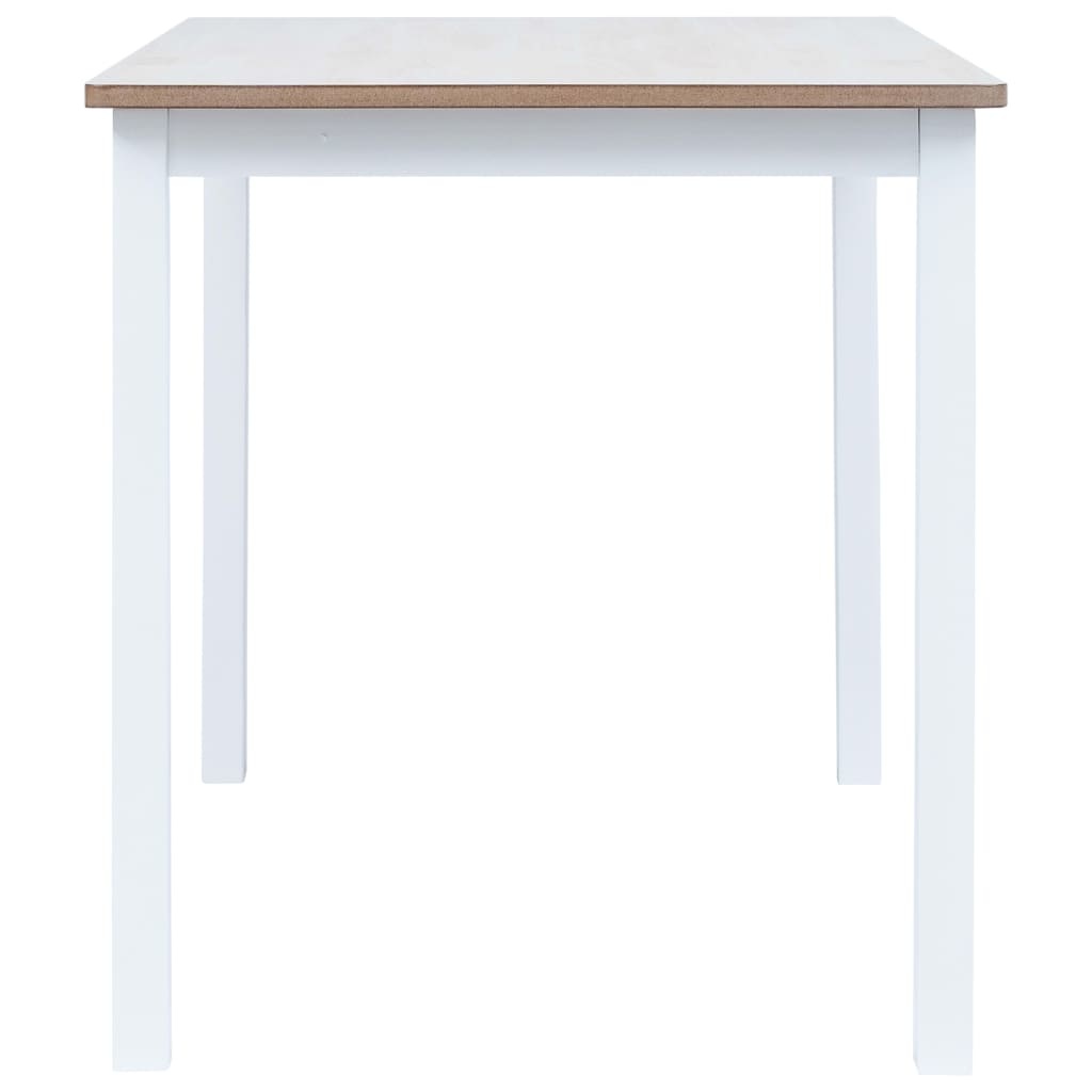 vidaXL Eettafel 114x71x75 cm massief rubberwood wit en bruin