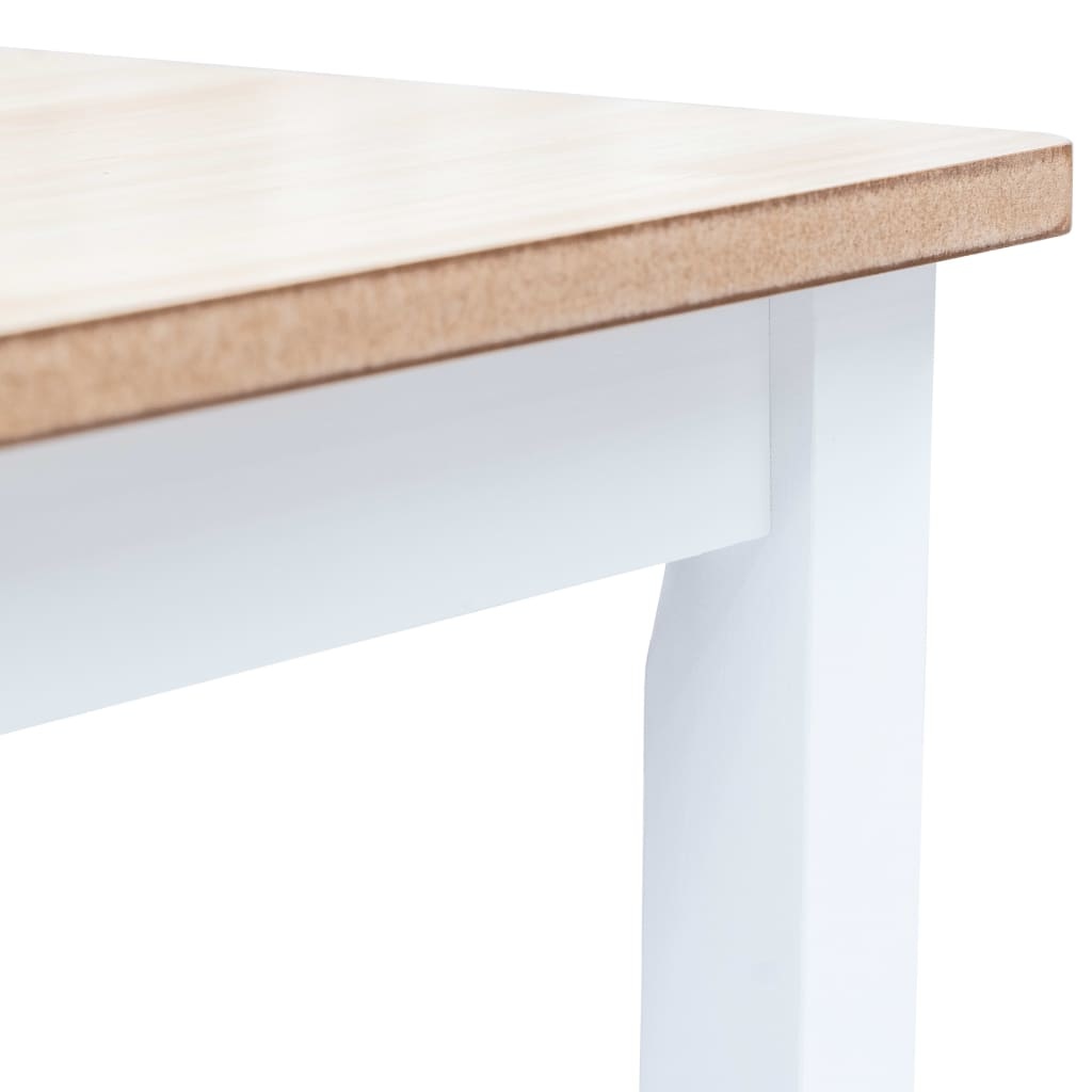 VidaXL Eettafel 114x71x75 cm massief rubberwood wit en bruin