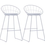 vidaXL Barstoelen met kunstleren zittingen 2 st staal wit