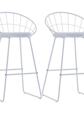 VidaXL Barstoelen met kunstleren zittingen 2 st staal wit