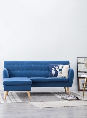 VidaXL Bank L-vormig 171,5x138x81,5 cm stof blauw