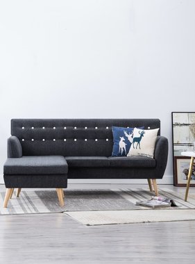 VidaXL Bank L-vormig 171,5x138x81,5 cm stoffen bekleding donkergrijs