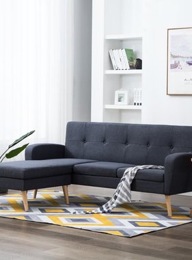 VidaXL Bank L-vormig 186x136x79 cm stoffen bekleding donkergrijs