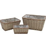 VidaXL Plantenbakken verhoogd 3 st wicker met PE-voering