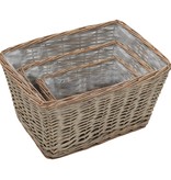 VidaXL Plantenbakken verhoogd 3 st wicker met PE-voering