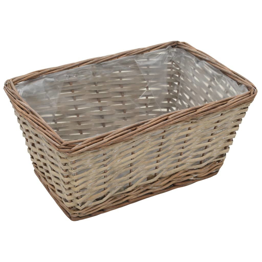 VidaXL Plantenbakken verhoogd 3 st wicker met PE-voering