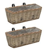 vidaXL Balkonbakken 2 st 40 cm wicker met PE-voering