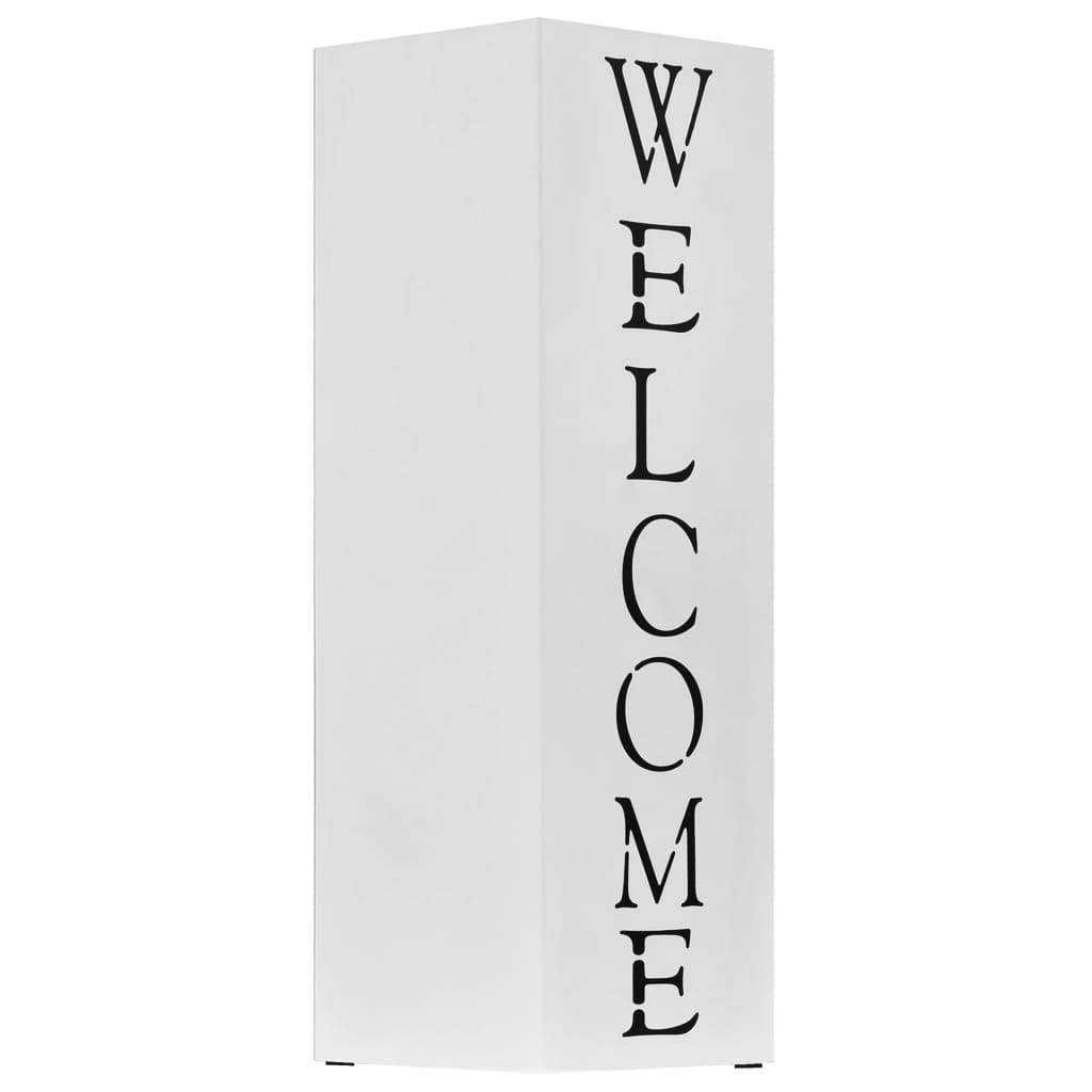 VidaXL Parapluhouder Welcome staal wit
