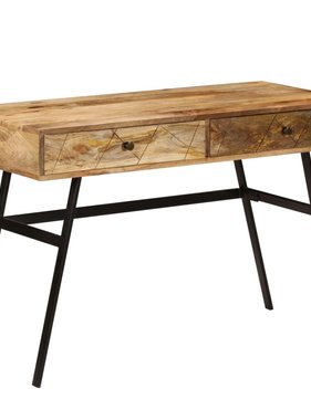 VidaXL Schrijftafel met lades 110x50x76 cm massief mangohout