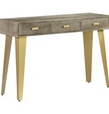 VidaXL Wandtafel 110x35x76 cm massief mangohout met messing grijs