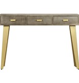 VidaXL Wandtafel 110x35x76 cm massief mangohout met messing grijs