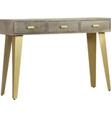 VidaXL Wandtafel 110x35x76 cm massief mangohout met messing grijs