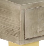 VidaXL Wandtafel 110x35x76 cm massief mangohout met messing grijs
