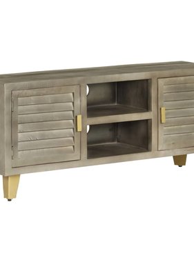 VidaXL Tv-meubel 110x30x48 cm massief mangohout met messing grijs