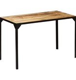 vidaXL Eettafel 120 cm massief ruw mangohout en staal