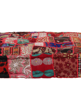 VidaXL Poef patchwork vierkant handgemaakt 50x50x12 cm katoen rood