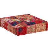 vidaXL Poef patchwork vierkant handgemaakt 50x50x12 cm katoen rood