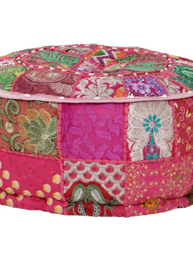 VidaXL Poef patchwork rond handgemaakt 40x20 cm katoen roze