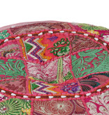 vidaXL Poef patchwork rond handgemaakt 40x20 cm katoen roze