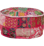 vidaXL Poef patchwork rond handgemaakt 40x20 cm katoen roze