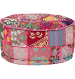 vidaXL Poef patchwork rond handgemaakt 40x20 cm katoen roze