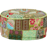 vidaXL Poef patchwork rond handgemaakt 40x20 cm katoen groen