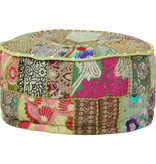 vidaXL Poef patchwork rond handgemaakt 40x20 cm katoen groen