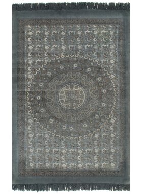 VidaXL Kelim vloerkleed met patroon 120x180 cm katoen grijs