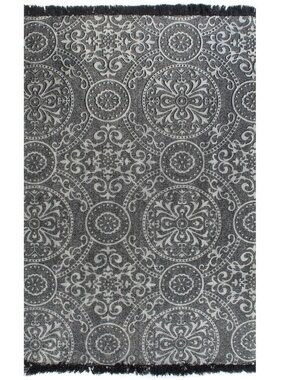 VidaXL Kelim vloerkleed met patroon 120x180 cm katoen grijs
