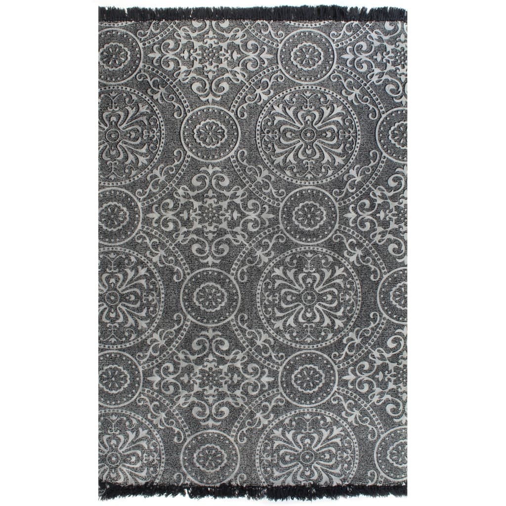VidaXL Kelim vloerkleed met patroon 120x180 cm katoen grijs