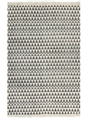 VidaXL Kelim vloerkleed met patroon 120x180 cm katoen zwart/wit