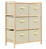 VidaXL Opbergmeubel met 6 stoffen manden cederhout beige