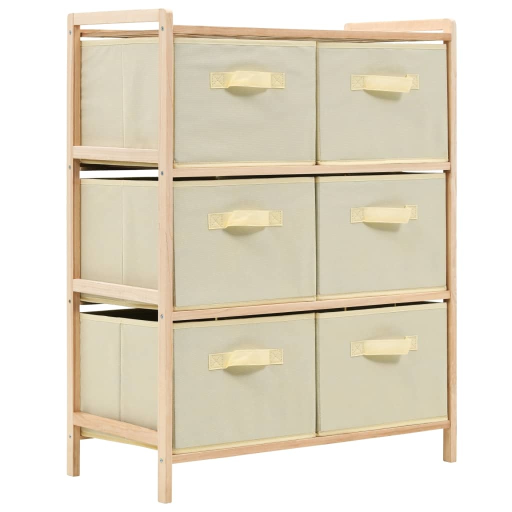 VidaXL Opbergmeubel met 6 stoffen manden cederhout beige