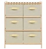 VidaXL Opbergmeubel met 6 stoffen manden cederhout beige