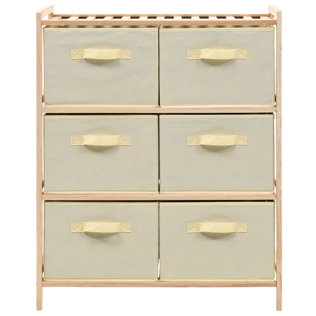 VidaXL Opbergmeubel met 6 stoffen manden cederhout beige