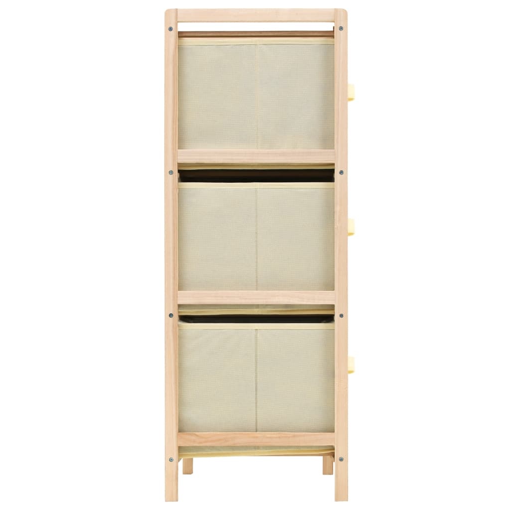 VidaXL Opbergmeubel met 6 stoffen manden cederhout beige