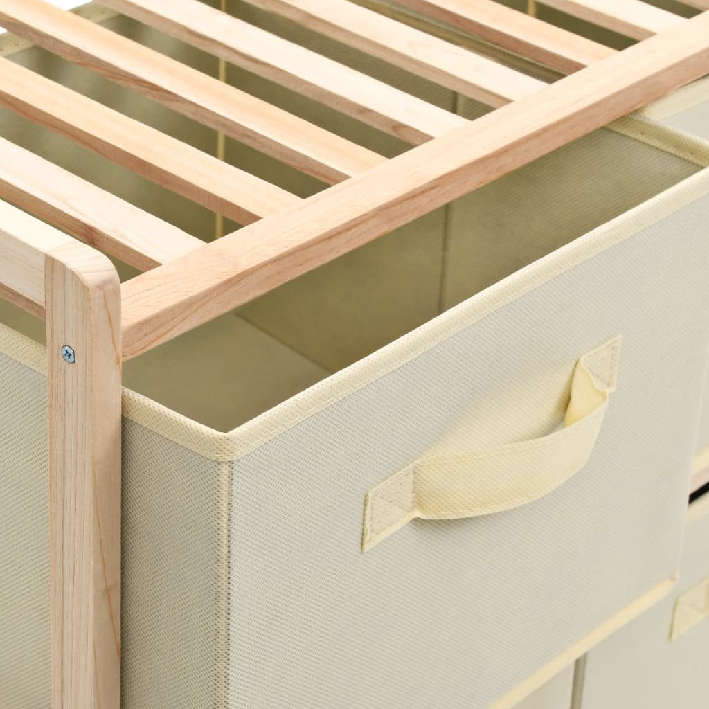 VidaXL Opbergmeubel met 6 stoffen manden cederhout beige