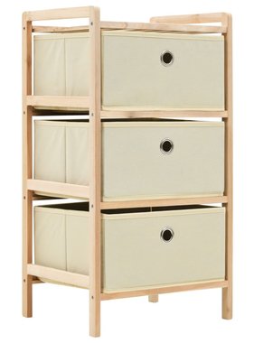 VidaXL Opbergmeubel met 3 vliesstoffen manden cederhout beige
