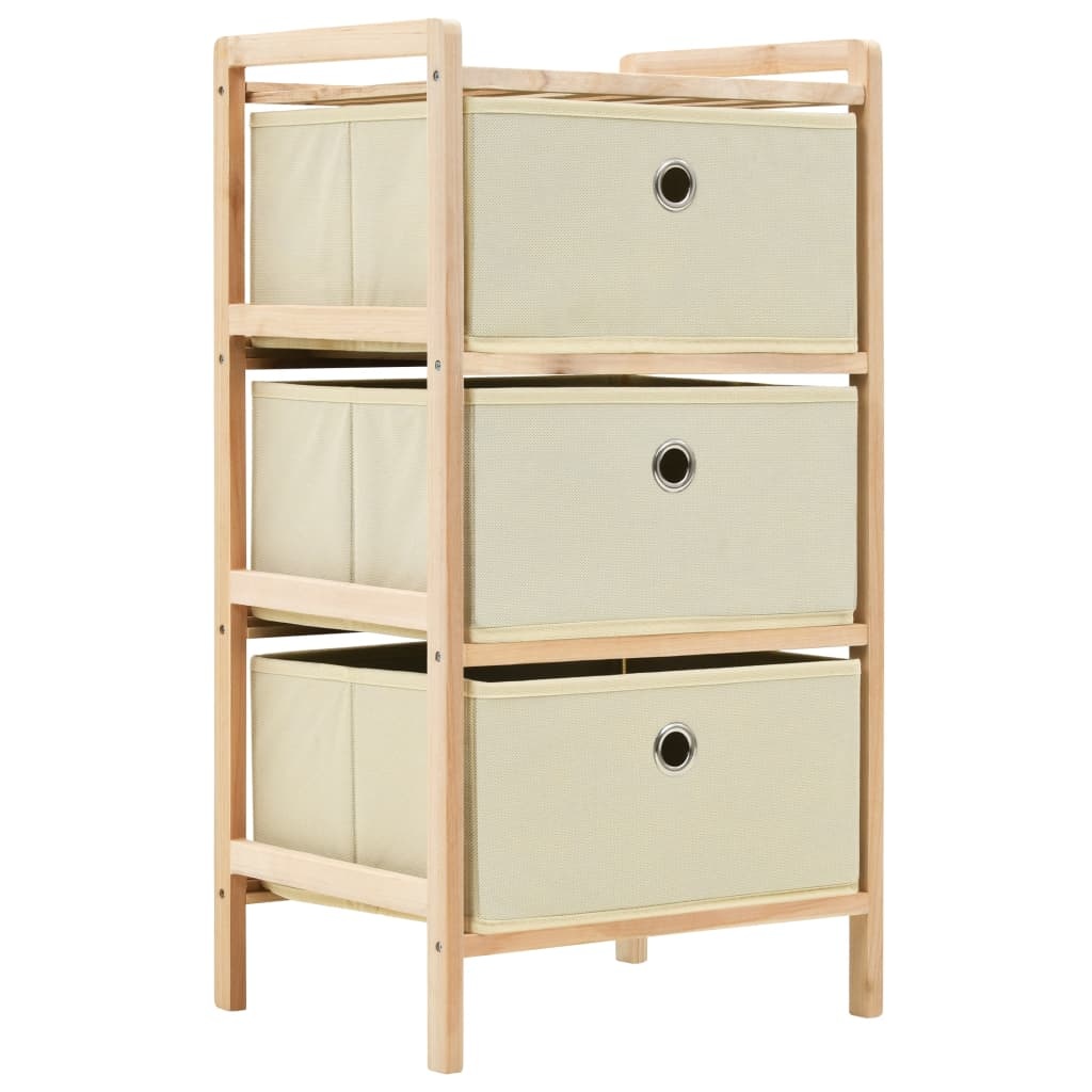 VidaXL Opbergmeubel met 3 vliesstoffen manden cederhout beige