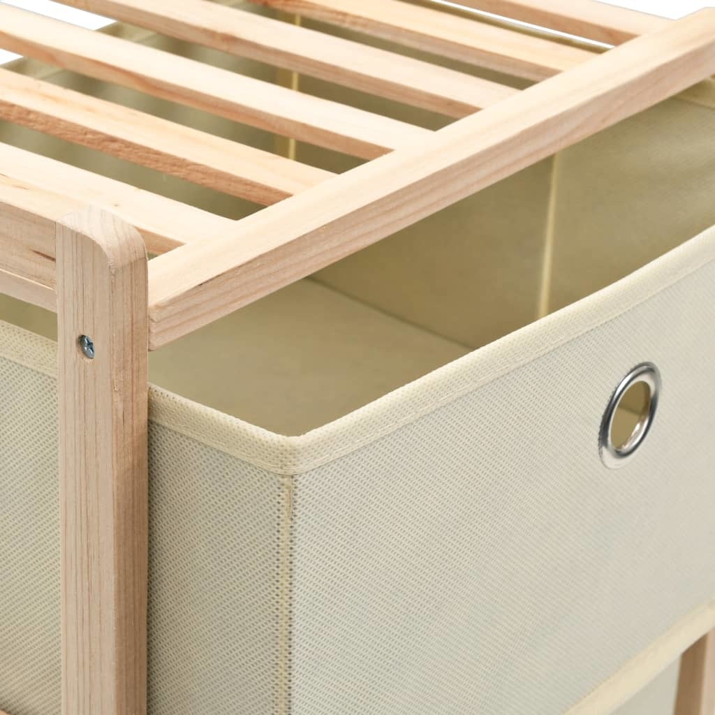 VidaXL Opbergmeubel met 3 vliesstoffen manden cederhout beige