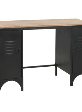 vidaXL Bureau 120x50x76 cm massief vurenhout en staal